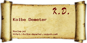 Kolbe Demeter névjegykártya